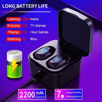 

TWS 5.0 Bluetooth Earphones Wireless Headphones Touch Control Sports Bass Headset with microphone stereo for Xiaomi Huawei phone