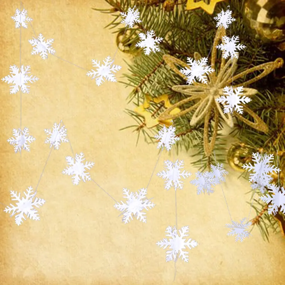 

Snow String Hanging Laser Hollow-out Festival Hanging White Snowflakes Wall Hanging Paper String Decor Hanging Ornaments