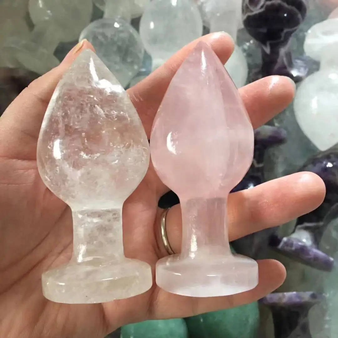 natural rose quartz carvings crystal anal plug healing gemstone stones for sale 3