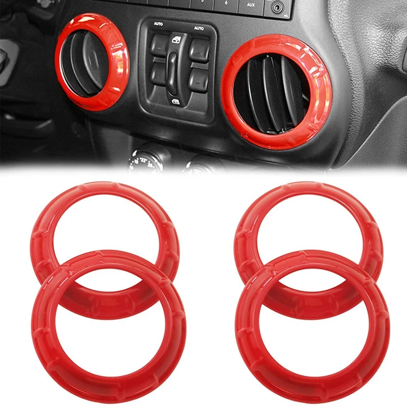 Крышка вентиляционного отверстия кондиционера отделка акценты для Jeep Wrangler JK JKU Unlimited 2007-(4 шт, красный