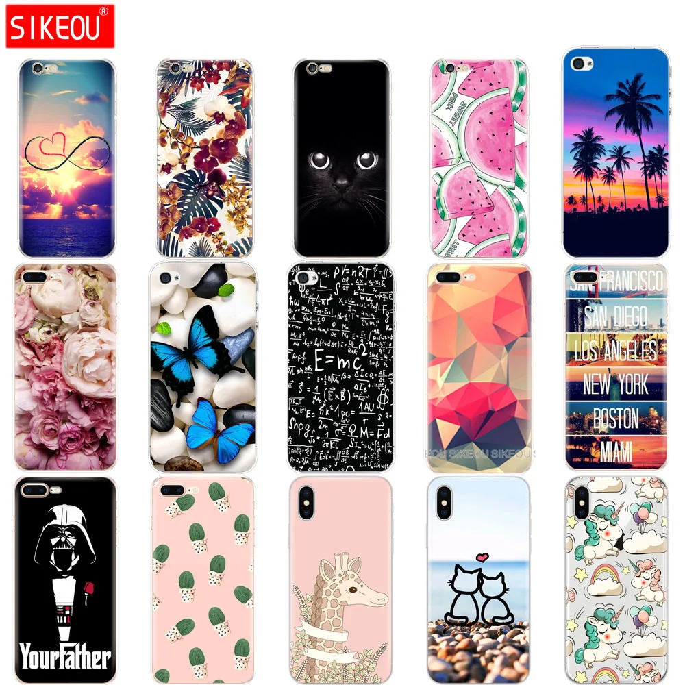 Силиконовый чехол для телефона Iphone X 8 7 6 6s 5 5s SE Plus Мягкий ТПУ силиконовый с