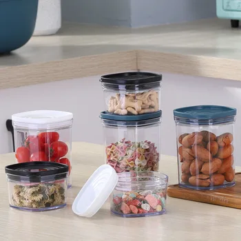 

Transparent Plastic Food Storage Jar Cereal Dispenser with Cover Lotion Cookie Honey Mason Jar Sealed Can Organization Boxs