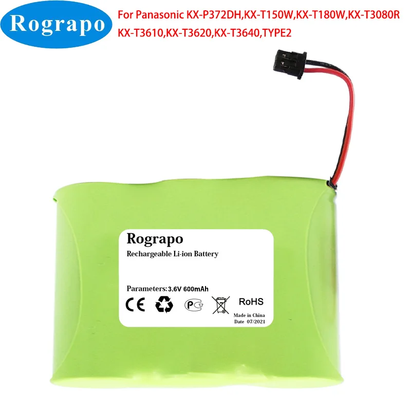 600Mah Cordless Batteria Per Panasonic 3807 Kx-P372Dh Kx-T150W Kx-T180W Kx-T3080R Kx-T3610 Kx-T3620 Kx-T3640 Type2 Ge 29519A 2963