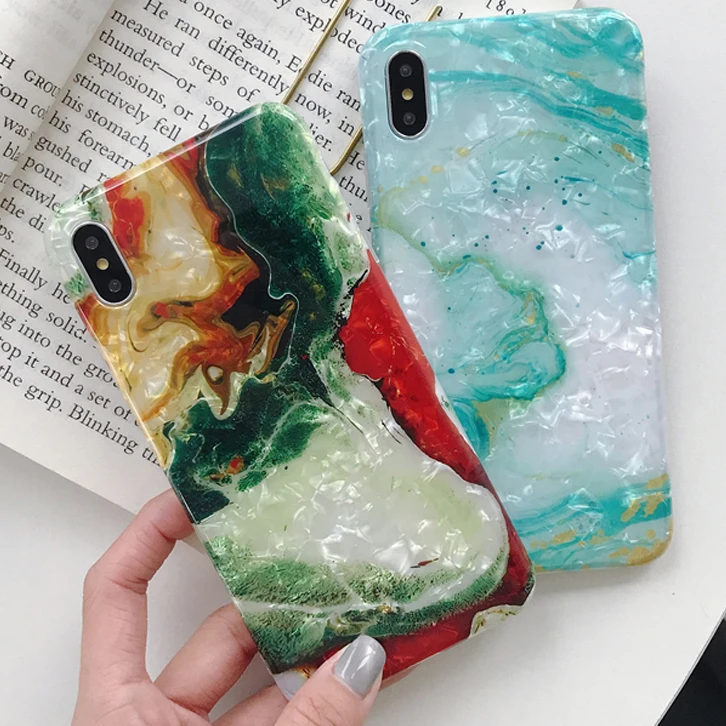 Модный глянцевый чехол для телефона iPhone XR XS Max 7 8 6 6S Plus Seashell текстурный узор задняя