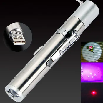 

BRELON LED Rechargeable Flashlight UV + IR + Illuminated Pen Light 3 Function Mini Medical Pen Holder Flashlight