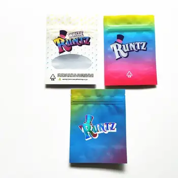 

Hot Smell Proof Bag Childproof 3.5g White Pink Runtz Holographic Package Bag Runtz Pack
