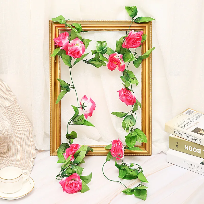 250 см/лот шелковые розы плюща лоза с зелеными листьями для дома Свадебные украшения поддельные листья diy Висячие гирлянды искусственные цветы