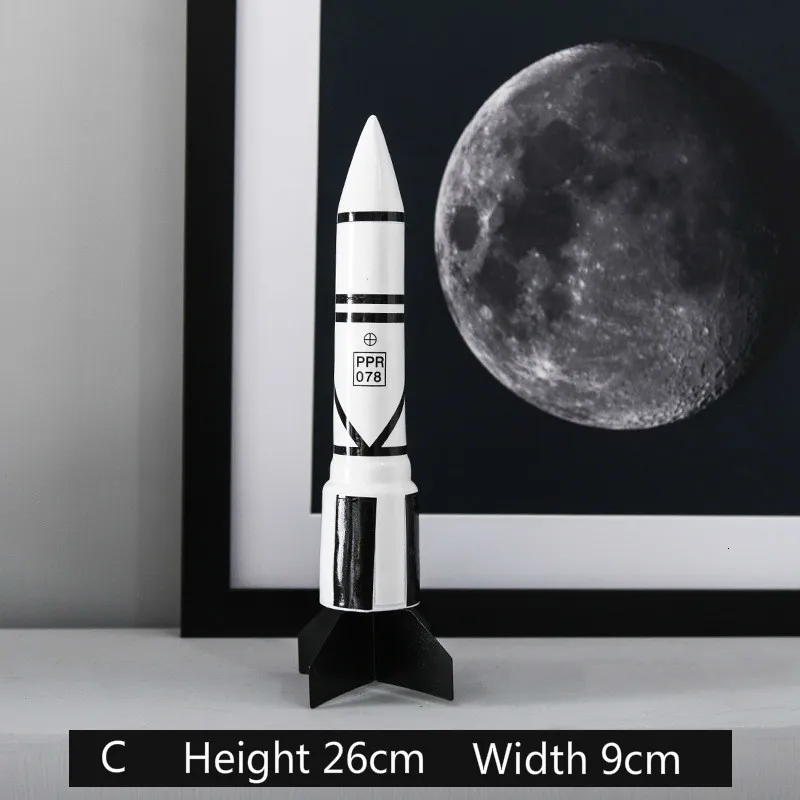C white rocket Скандинавский современный астронавт статуэтки Гостиная Спальня украшение домашний декор ракета - Цвет: C white rocket