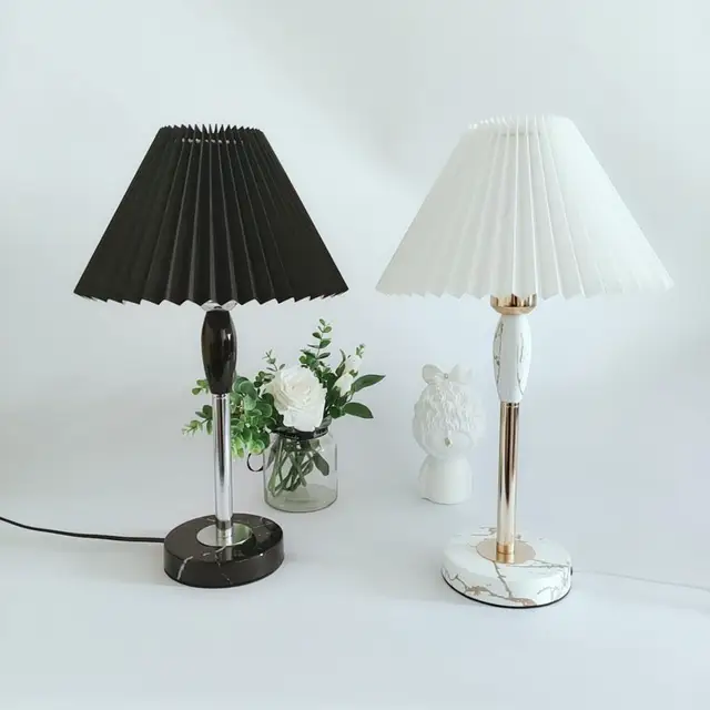 $US $66.00 Xianfan new Korean imitation marble black and white base cloth composite PVC vintage lampshade bedroom living room table lamp