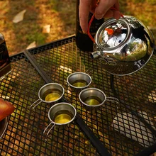 

Outdoor 304 Stainless Steel Mini Small Wine Glass 4 Piece Set Free Mesh Bag PortableWater Cup 50ml