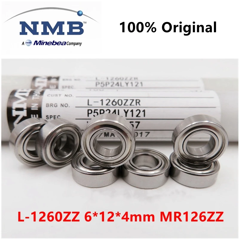 NMB Minebea High Speed Bearing, Rolamentos de esferas em miniatura de precisão, L-1260ZZ, MR126ZZ, MR126 1260, 6x12x4mm, 20pcs, 100pcs