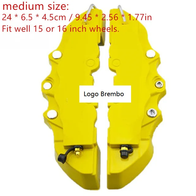 Yellow 2pcs M 4 шт. заглушки дисковых тормозов высокого качества ABS пластиковый грузовик 3D Multicolors полезный Автомобильный Универсальный диск передний задний авто Универсальный комплект - Цвет: Yellow 2pcs M
