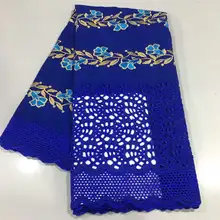 Модный Дизайн Мягкое хлопковое кружево «швейцарская вуаль» высокого качества Вышитая Ткань 5 ярдов африканская кружевная ткань для женского платья! LCF1226