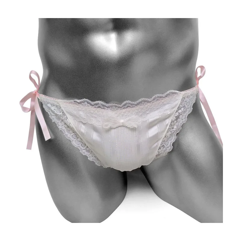 Cute Lace Sissy Panties Milk Silk Lovely Fashion Cutting Men Thong G String Underwear Low Waist Candy Color Male Panties jumeast men women 3d oversized male female cartoon lovely animal cat hip long pants sport pullover length sweatpants trousers