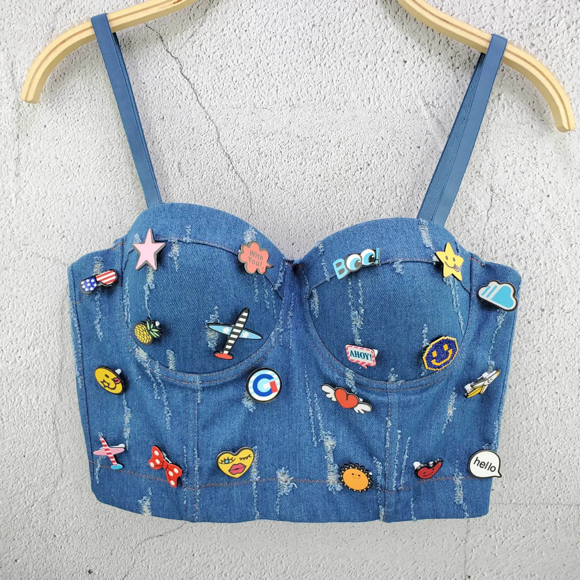 silk camisole Irene Tinnie Sexy Cute Hole Cartoon Decoration Push Up Bustier Women's Bralette Cropped Top Vest Plus Size ladies bra