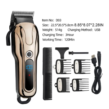 

Electric Cordless Hair Trimmer Speed Adjustable Professional Haircut Men Beard Clipper Cutting Machine Grooming Kit LCD Display