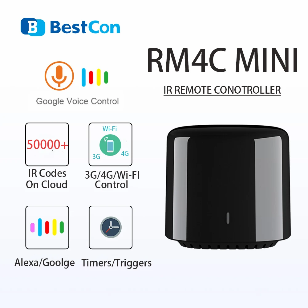 Compatível com Alexa Módulos de Automação Broadlink Bestcon Mini Casa Inteligente Wifi ir Controlador Remoto Amazon Google Residencial Rm4c