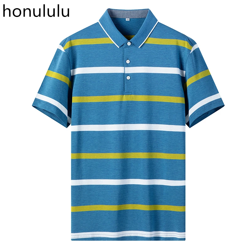 

2020 summer t-shirt men's short sleeve Lapel loose stripe T-shirt youth casual large men's Polo