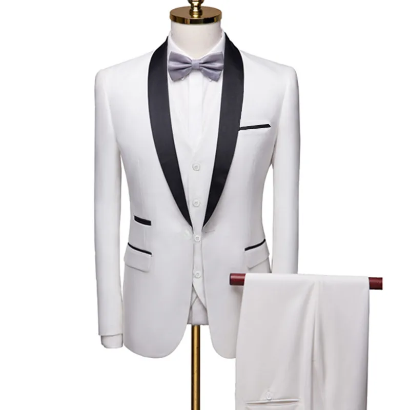 Men Autumn Wedding Party Three Pieces Jacket Trousers Set Large Size 5XL 6XL Male Blazer Coat Pants Vest Fashion Slim Fit Suit | Мужская