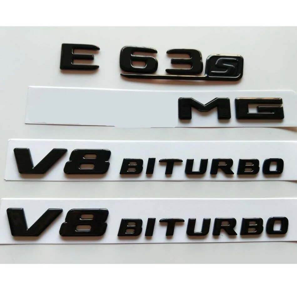 Черные Значки Эмблемы для Mercedes W212 W213 E63s Для AMG V8 BITURBO полностью глянцевый |