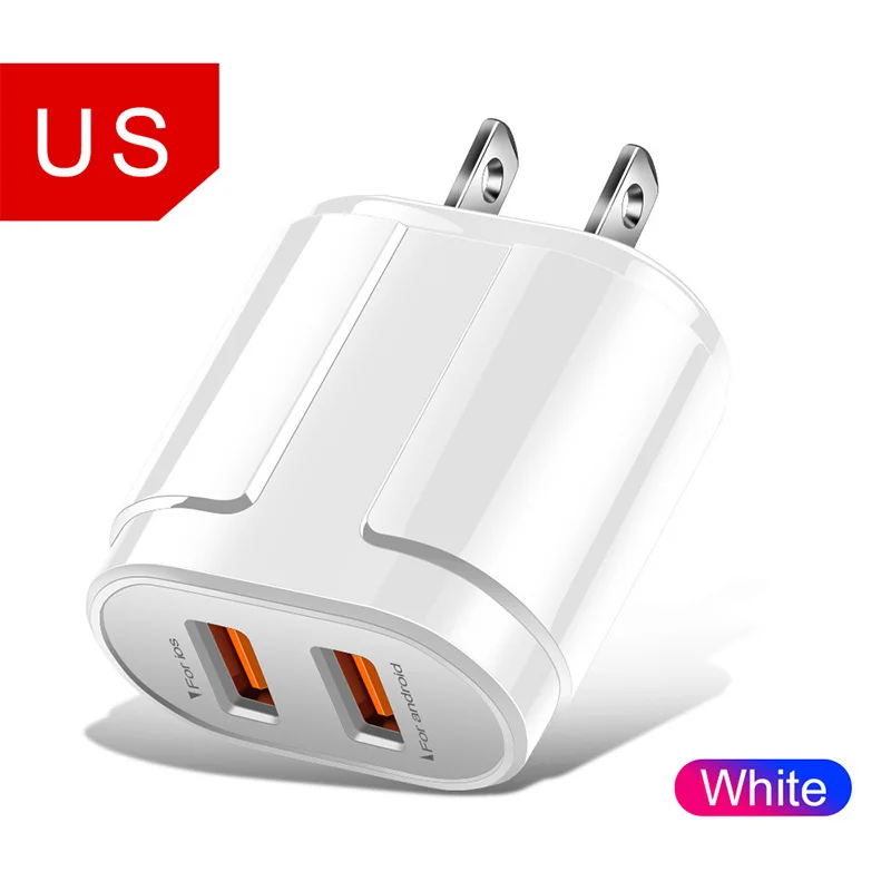 Двойное зарядное устройство USB 5V 2.4A Быстрая зарядка путешествия настенное зарядное устройство адаптер мобильный телефон зарядное устройство для iphone samsung Xiaomi huawei LG - Тип штекера: White US Plug