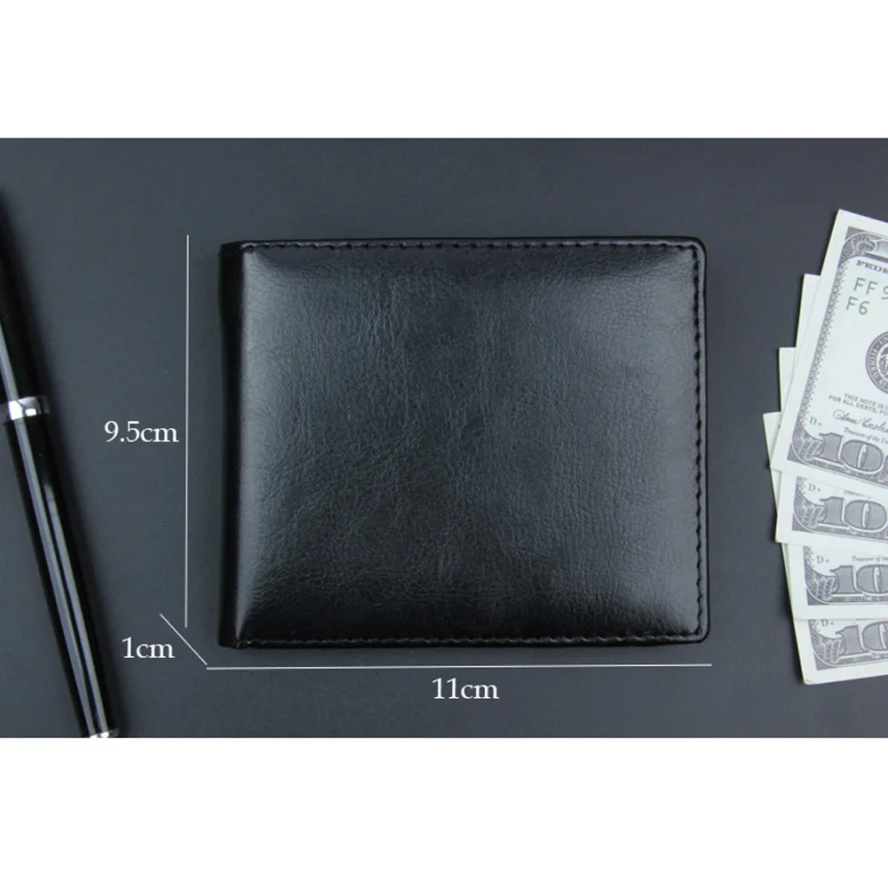 Men Bifold Business Wallet Fashion Black PU Leather Passport Holder Protector Wallet Business Card Soft Passport Cover Black