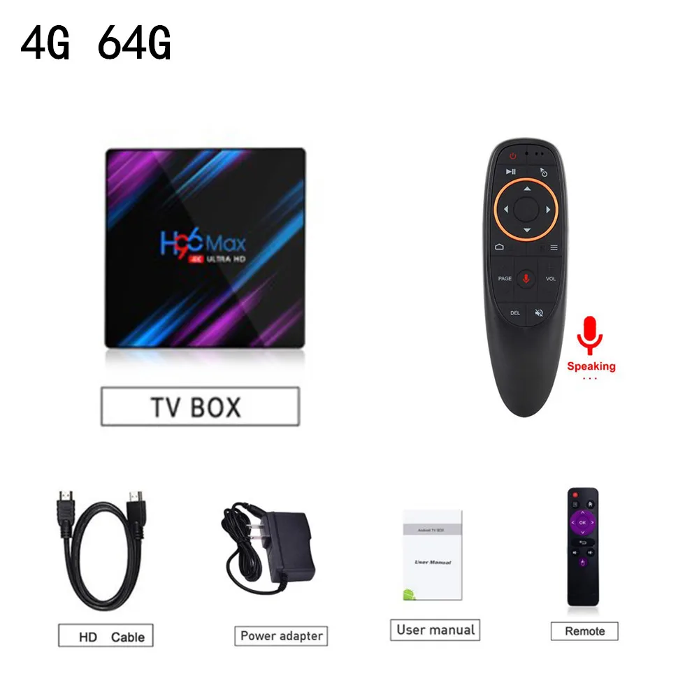 Android 9,0 H96 MAX Smart tv Box RK3318 4 Гб ОЗУ 64 Гб ПЗУ 32G 4K WiFi медиаплеер Google Voice 2G16G телеприставка - Цвет: 4G 64G G10