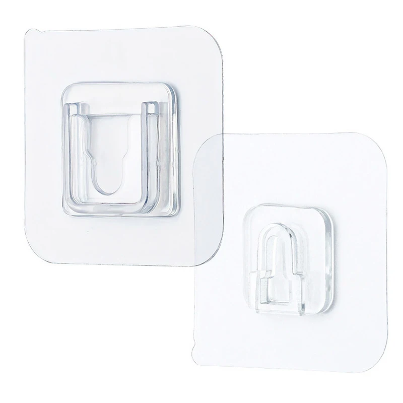 Ganchos de pared adhesivos de doble cara para cocina, colgador transparente fuerte con ventosa, soporte de almacenamiento de pared, 5/10 pares