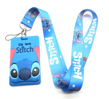 

Hot 1 pcs cartoon Stitch card Lanyard Key Lanyard Cosplay Badge ID Cards Holders Neck Straps Keyrchains