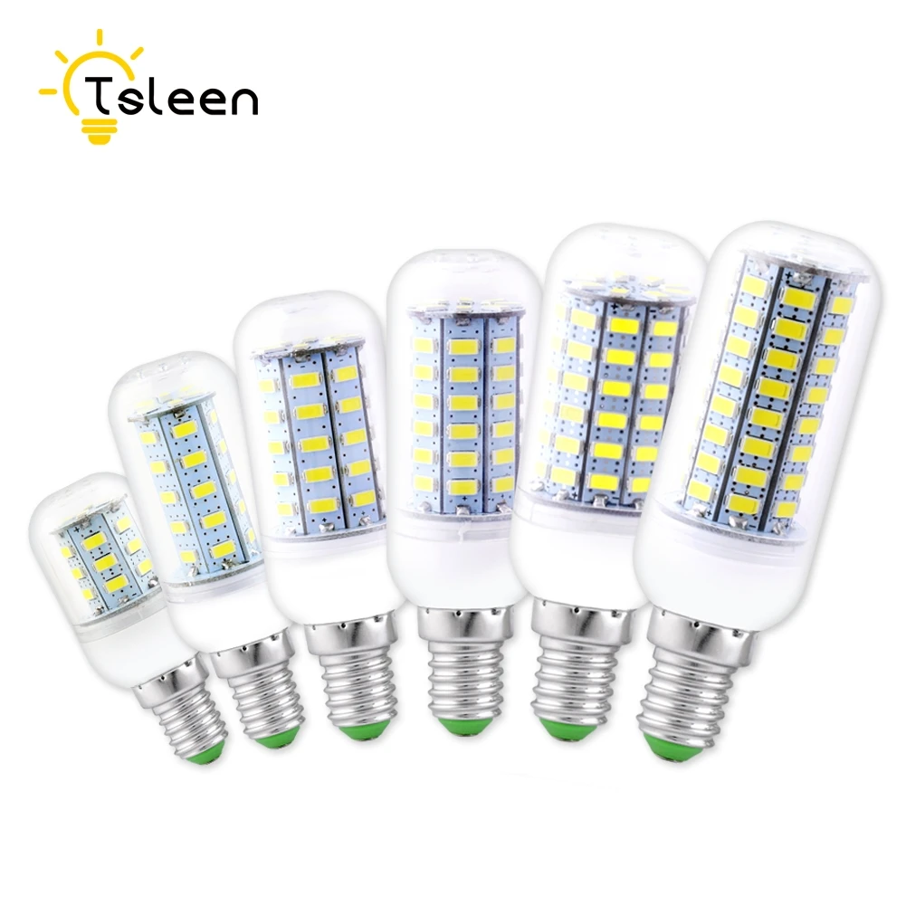 TSLEEN 10 шт. E14 Socket 7 Вт, 9 Вт, 12 Вт, 15 Вт, 20 Вт, 25 Вт 5730 светодиодный Кукуруза лампы 110 220 в холодный теплый белый свет кукурузы светильник Высокая эффективность лампада