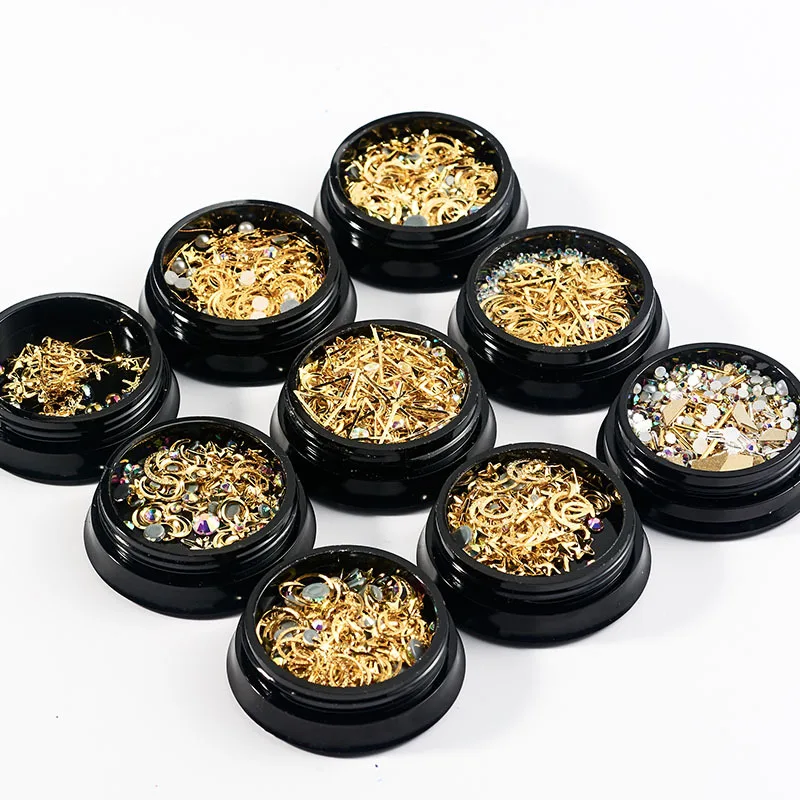 คุณภาพสูงใหม่ดาวเดือน Rivet ผสมแหวนไข่มุก Rhinestone 3D Charm DIY