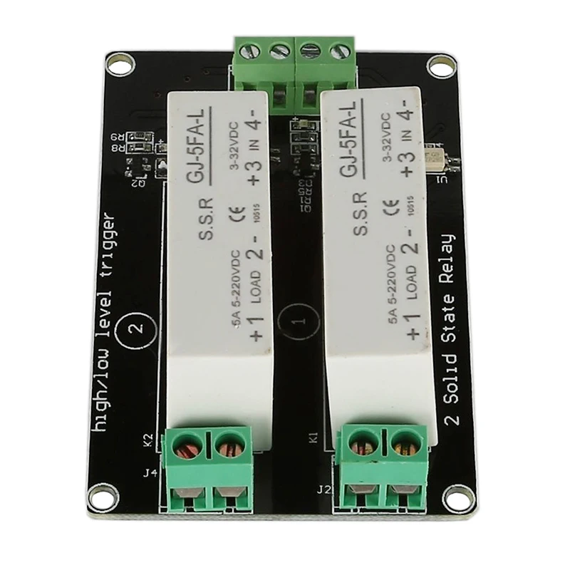 

Hot New 3-32V DC 2 Channel SSR Solid State Relay high-low trigger 5A 5v12v For Arduino