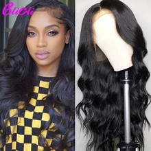 13x6 глубокий часть синтетические волосы перуанские Волосы remy парик шнурка 150% плотность объемная волна Синтетические волосы на кружеве парики из натуральных волос для Для женщин средний коэффициент предварительно вырезанные