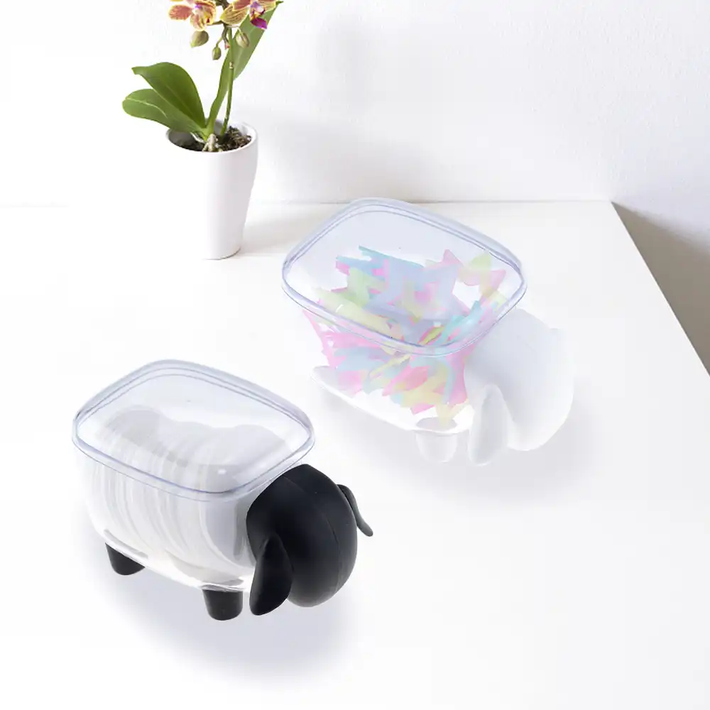 1 個かわいい羊創造ミニプラスチック綿棒収納ボックス家庭用防塵デスクトップ化粧仕上げボックス Makeup Organizers Aliexpress