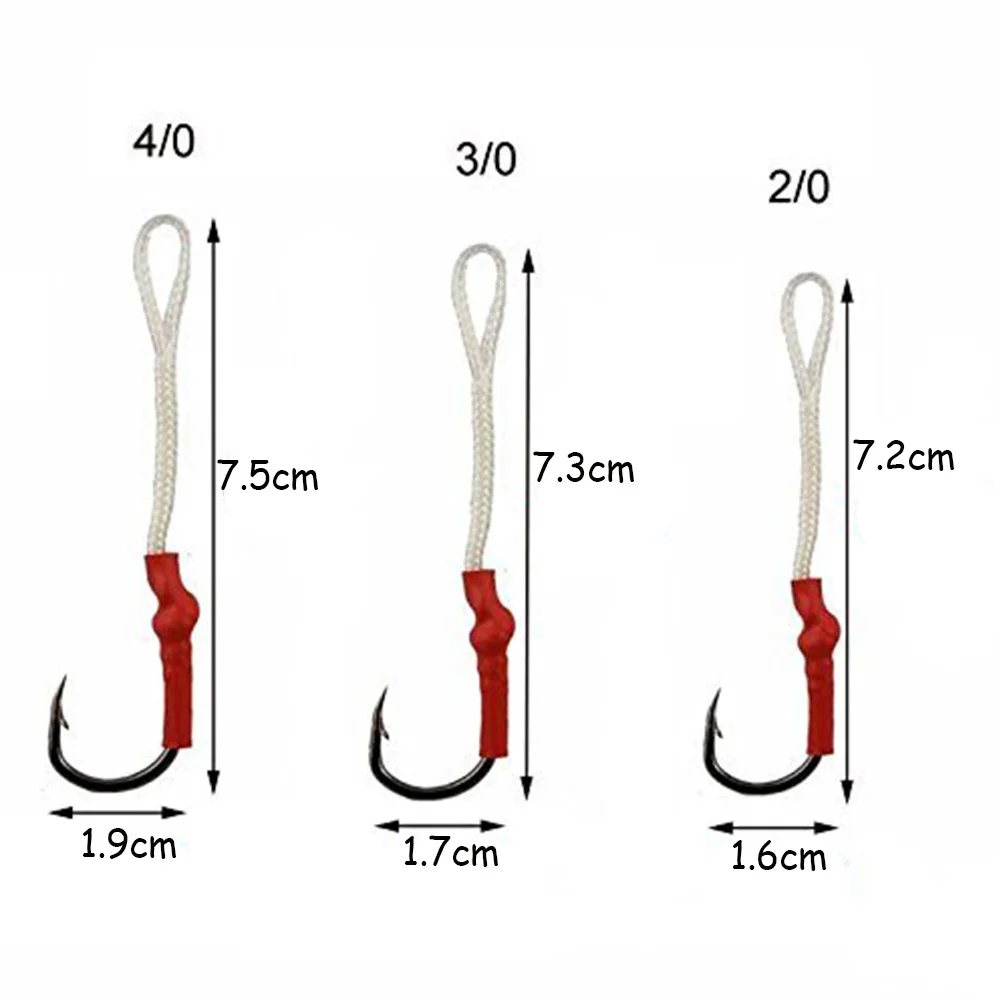 50pcs 10827 Stainless Steel Assist Hooks With ABS Box Jig Assist Fish Hooks  Jigging Bait With PE Line Split Ring For Sea Fishing