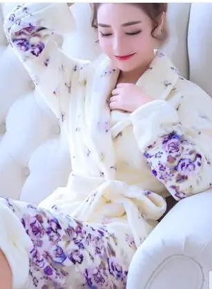 StyleD Женская одежда ночная рубашка Женская осенне-зимняя Толстая фланелевая с длинными рукавами милый банный халат Женская бархатная Коралловая Пижама домашняя одежда H5640 - Цвет: StyleD