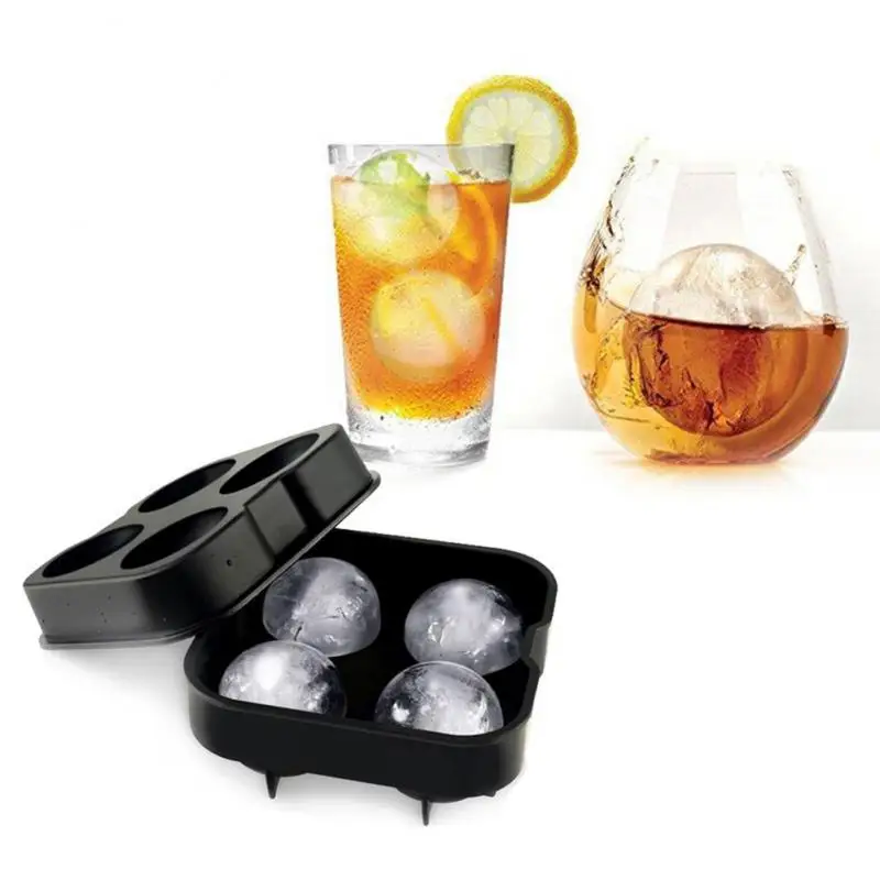 

Ice Ball Maker Cocktail Whiskey Ice Ball Maker Cube Tray 4 Large Silicone Ice Mold Maker Kitchen Bar Accessories Dropshipping