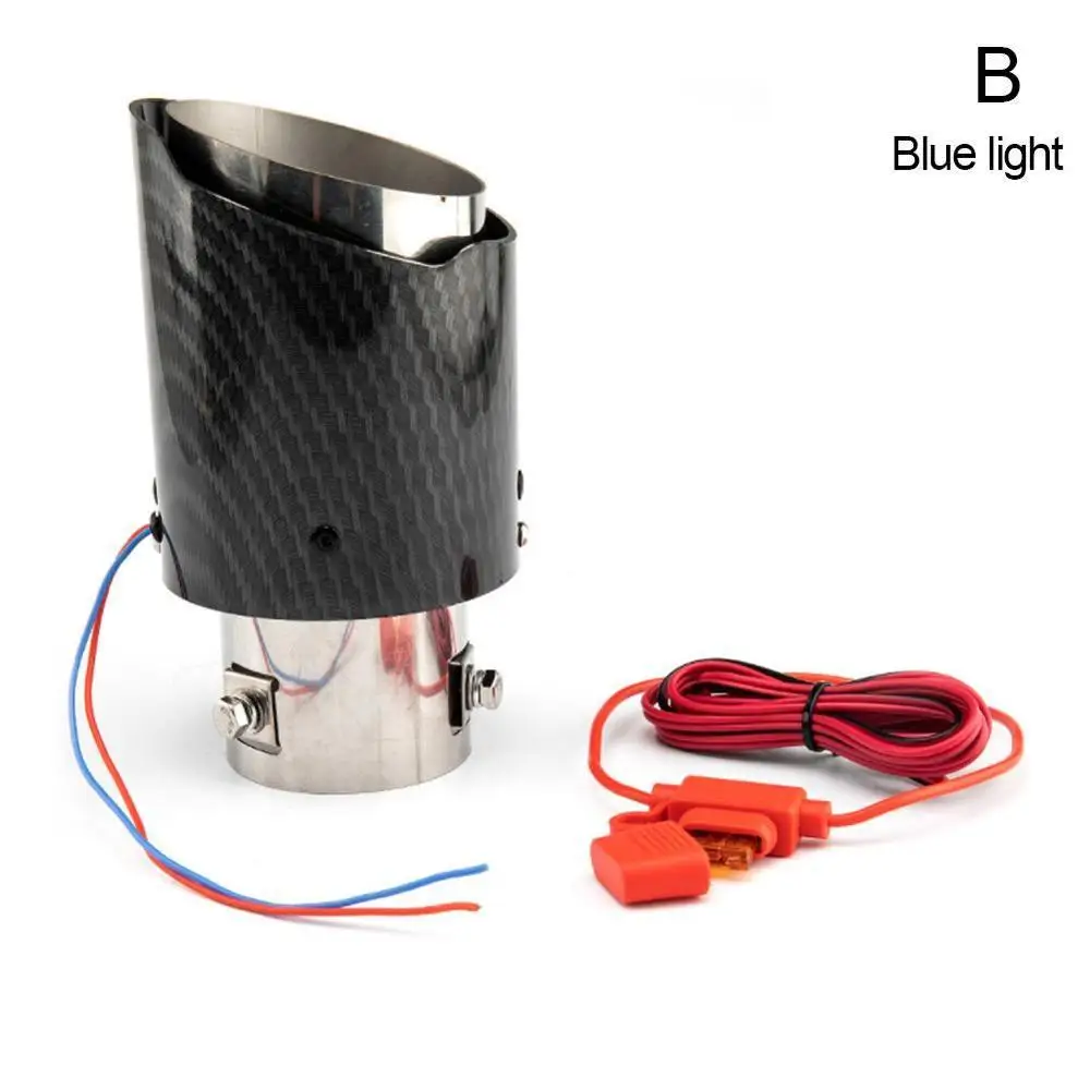 Универсальные автомобильные выхлопные трубы глянцевого карбонового глушителя наконечник хвостового наконечника Универсальный прямой фланец из нержавеющей стали черный для BMW E90 - Цвет: Blue Light