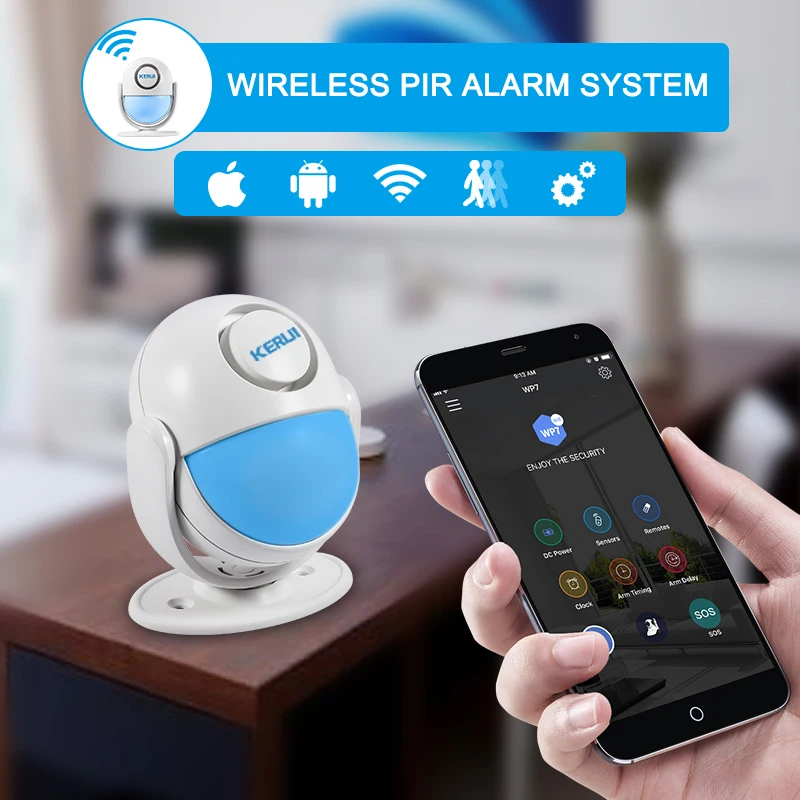 

KERUI WP7 PIR Motion Sensor Security Alarm Detector Anti-theft Sensor Motion Detector Welcome Doorbell Human Body Detector