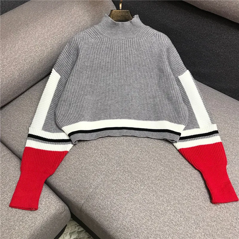^Cheap Luxury Designer Brand Knitted Sweater for Women Vintage High Collar Contrast Color Stripe Knitted Pullover Sweater ^Cheap Luxury Designer Brand Knitted Sweater for Women Vintage High Collar Contrast Color Stripe Knitted Pullover Sweater