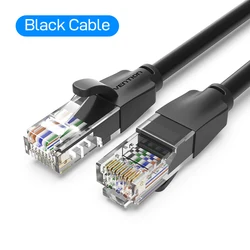 Vention High - Speed Cat 6 Ethernet Patch Cable - Ultra - Durable RJ45 Internet LAN Cord - 2m (Black CAT6 Cable)