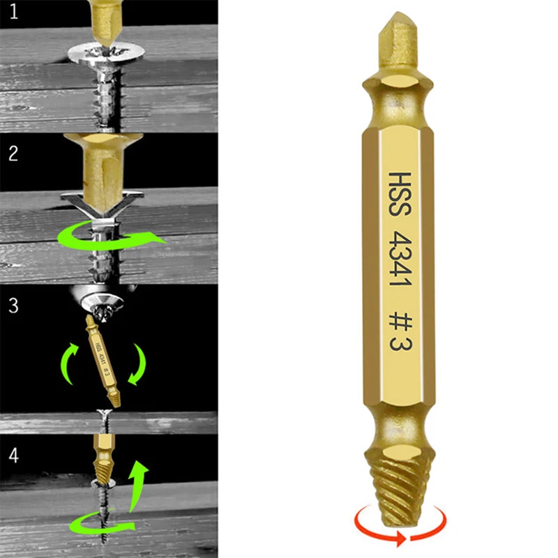 Color : Gold XIONGHAIZI 5PCS Screw Extractor Kit Double-Head Broken Bolts Remover Repair Tool Titanium-Plated 4341 Screw Extractor Set Tools Color : Gold XIONGHAIZI 5PCS Screw Extractor Kit Double-Head Broken Bolts Remover Repair Tool Titanium-Plated 4341 Screw Extractor Set Tools