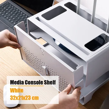 

NEW-Floating Shelf for Tv Components Set Top Box Shelf Media Console Shelf Router Receiving Box White