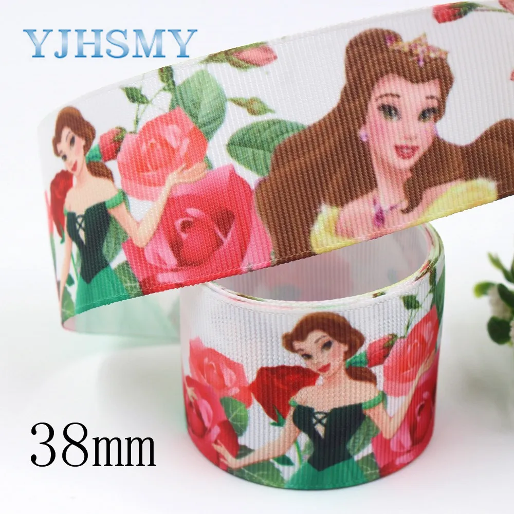YJHSMY I 19809 1862 38 мм 10 ярдов мультфильм термопечать ленты grosgrain Бант колпачок DIY