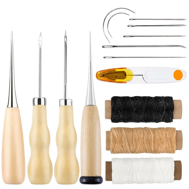 LMDZ Leathercraft Tool Set With Hand Sewing Stitching Punch Carving Tools And Other Leather Working Accessories DIY Tool Set Type3