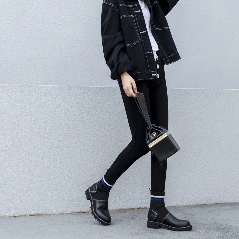 Autumn Winter Martin Boots Women Fashion Warm High Top Boots Black Sock Boots Shoes Woman Botas Platform Shoes Women Ankle Boots