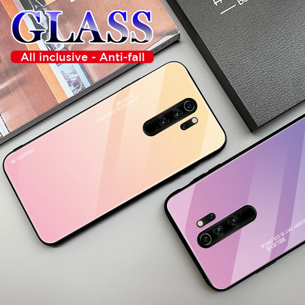 Градиентный чехол из закаленного стекла для телефона Xiao mi Red Note 8 Pro xiomi Note8 8TNote8pro