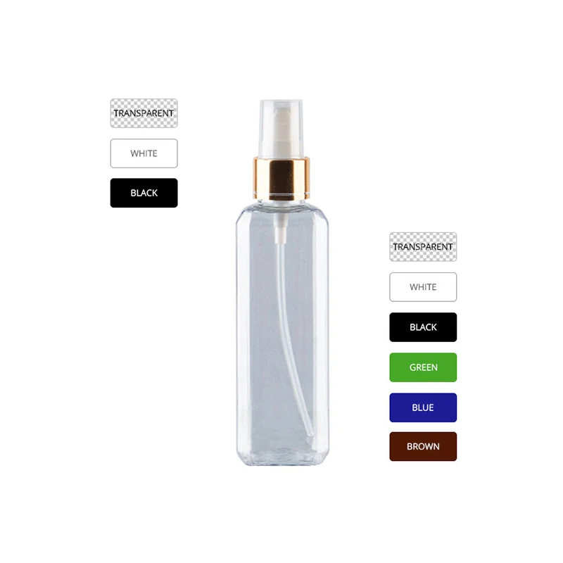 100ml Transparent Square Empty Plastic Bottles Gold Aluminum Sprayer 100cc Cosmetic Containers Perfume Bottle With Spray Pump-2