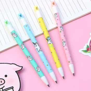 

4Pcs/lot 2.0mm Unicorn Mechanical Pencil +Pencil Sharpener Student Pencil Automatic Pen For Kid School Office Supply