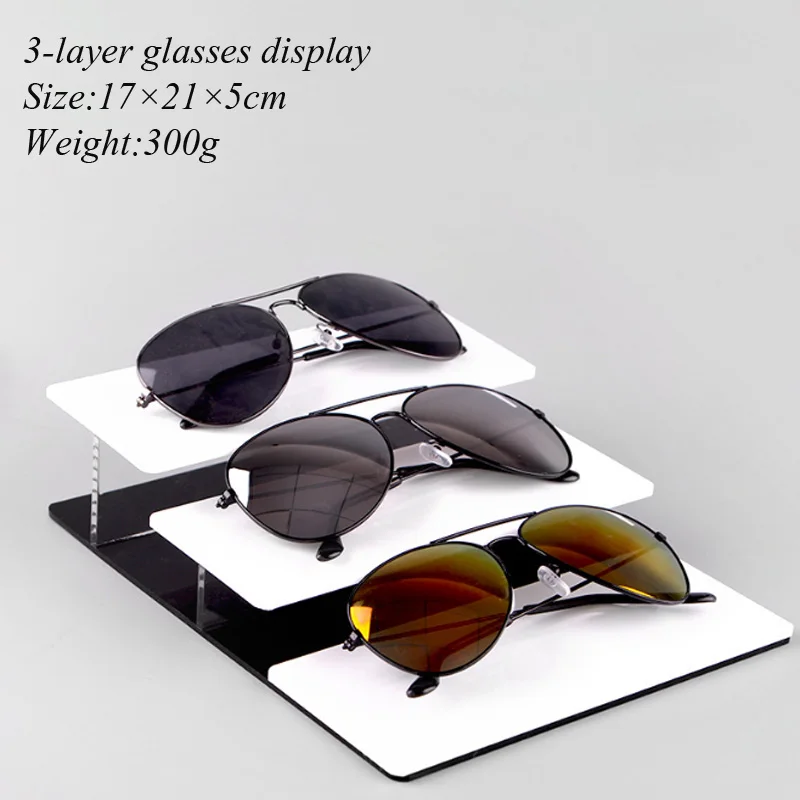 Top 2/3/4-layer White&Black Acrylic Sunglasses Display Riser Stand Glasses Holder Organizer Sunglasses Showcase For Home Store